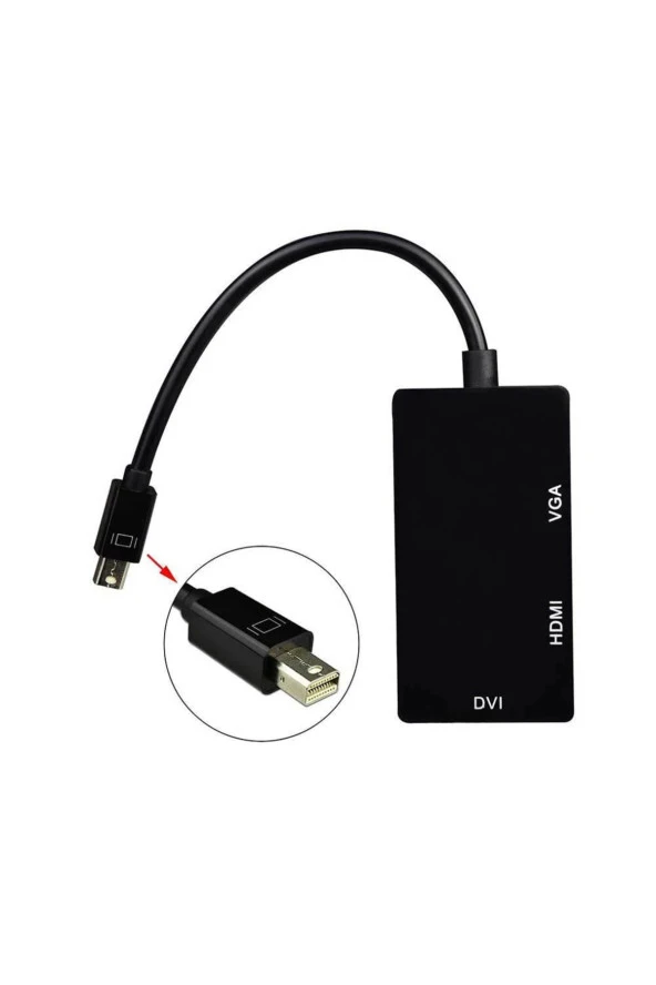 Mini Displayport Vga Dvi Hdmi Çevirici 3 In 1 Mini Dp Erkek Dvı Hdmı Vga Dişi Thunderbolt - 3