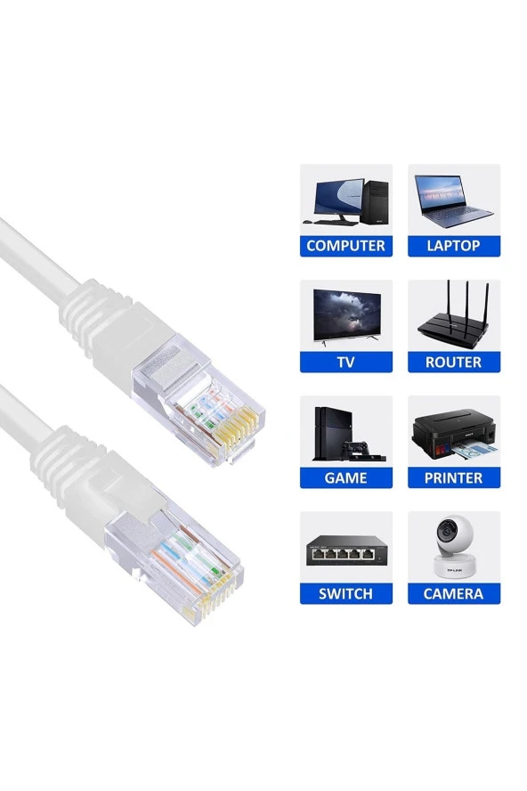 30 Metre Cat6 Patch Kablo 30m Ethernet Kablosu Utp Lan Kablosu Internet Kablosu Gri Renk - 5