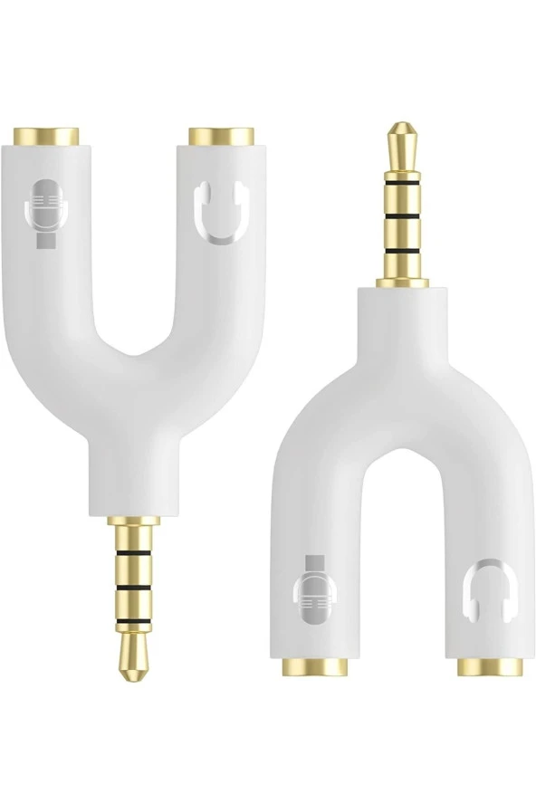Kulaklık Mikrofon Birleştirici Aparat 3.5mm Erkek 2x3.5mm Dişi Kulaklık Mic Audio Y Splitter Headpho - 1