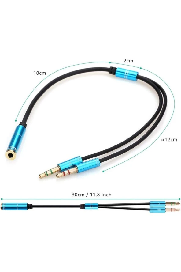 Kulaklık Mikrofon Ayırıcı Kablo Aparat 3.5mm Dişi 2x 3.5mm Erkek Kulaklık Mic Audio Y Splitter - Resim 5