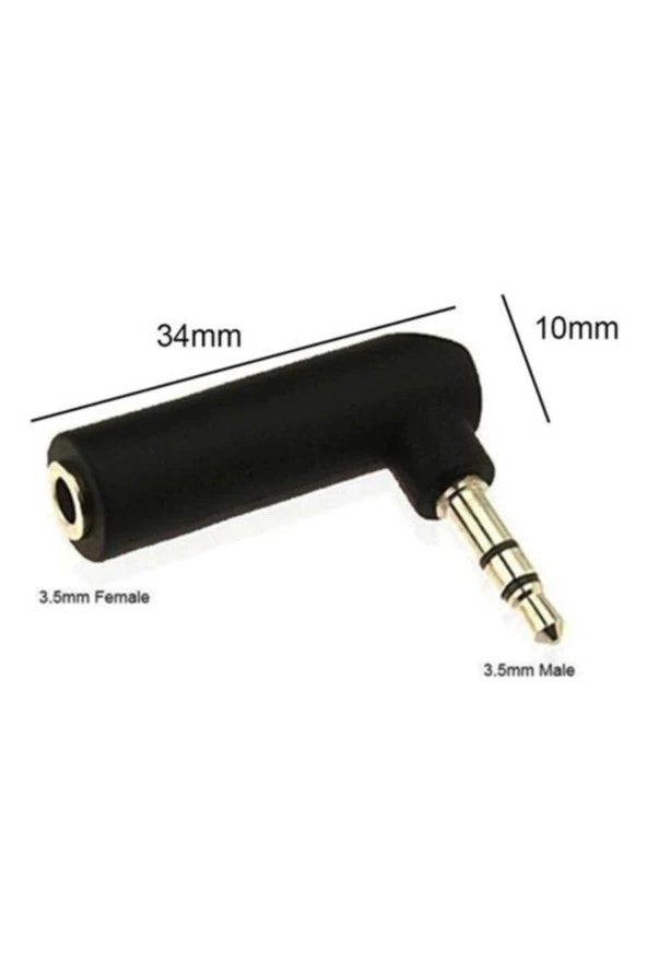 3.5 Mm Dişi - Erkek Stereo 90 Derece Sağ Açılı Çevirici Jak 3.5mm L Aparat - 2