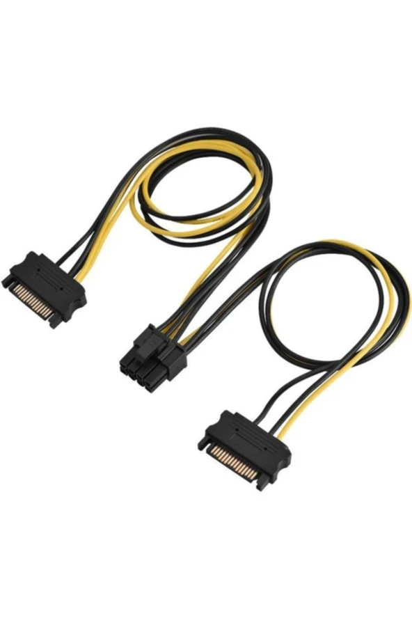 Vga Power Kablo 2x Sata To 8 Pin (6+2 ) Pcı-ex Dönüştürücü Güç Kablosu Pcıe To 2x Sata Erkek - 1