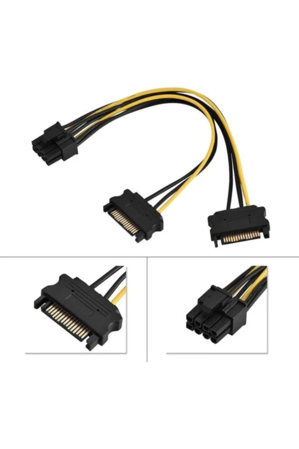 Vga Power Kablo 2x Sata To 8 Pin (6+2 ) Pcı-ex Dönüştürücü Güç Kablosu Pcıe To 2x Sata Erkek - 2