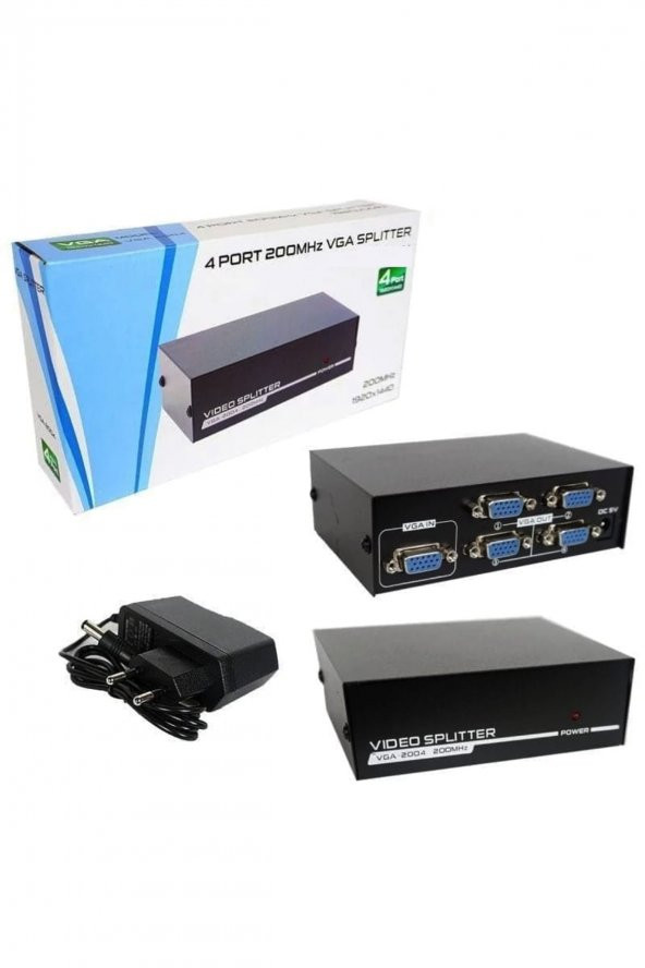 4 Port Vga Splitter Adaptör Destekli Vga Görüntü Çoklayıcı 15 Pin 4lü Vga Çoğaltıcı 1 In 4 Out - 2