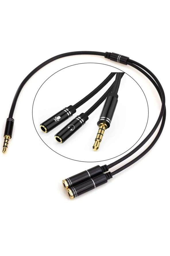 Kulaklık Mikrofon Birleştirici Kablo Aparat 3.5mm Erkek 2x3.5mm Dişi Kulaklık Mic Audio Y Splitter