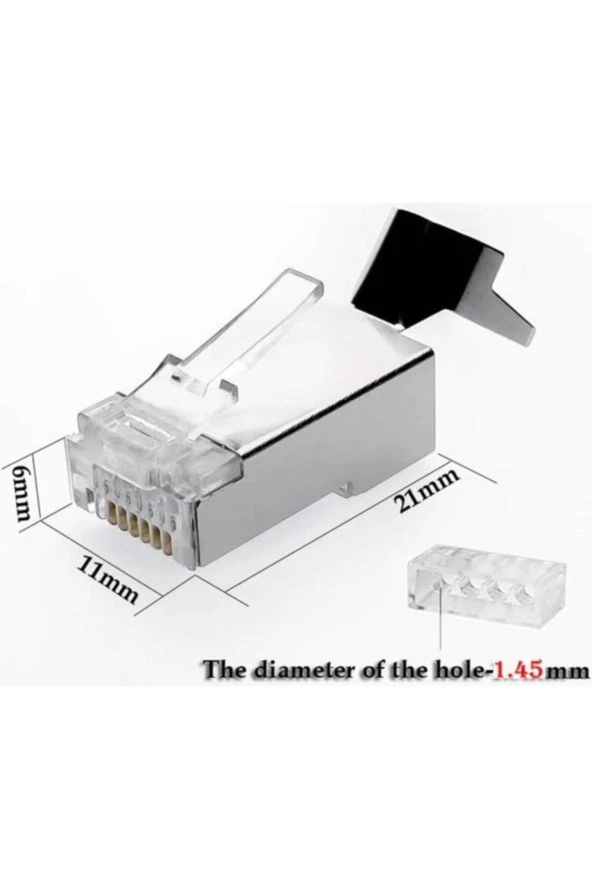 1 Adet Cat 7 Konnektör Rj45 Cat7 2 Parça Metal Korumalı Rj45 Bitiş Ftp 8p8c Modüler Ağ Fiş Konnektör - 3