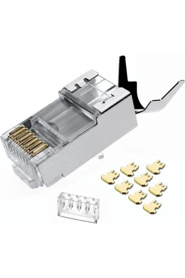 1 Adet Cat 7 Konnektör Rj45 Cat7 2 Parça Metal Korumalı Rj45 Bitiş Ftp 8p8c Modüler Ağ Fiş Konnektör - 4