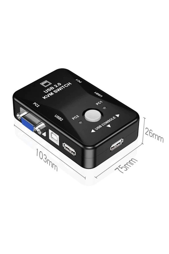 2 Port Usb Kvm Switch 2 In 1 Out Usb 2.0 Kvm Fare Klavye Switcher Vga Splitter - 3