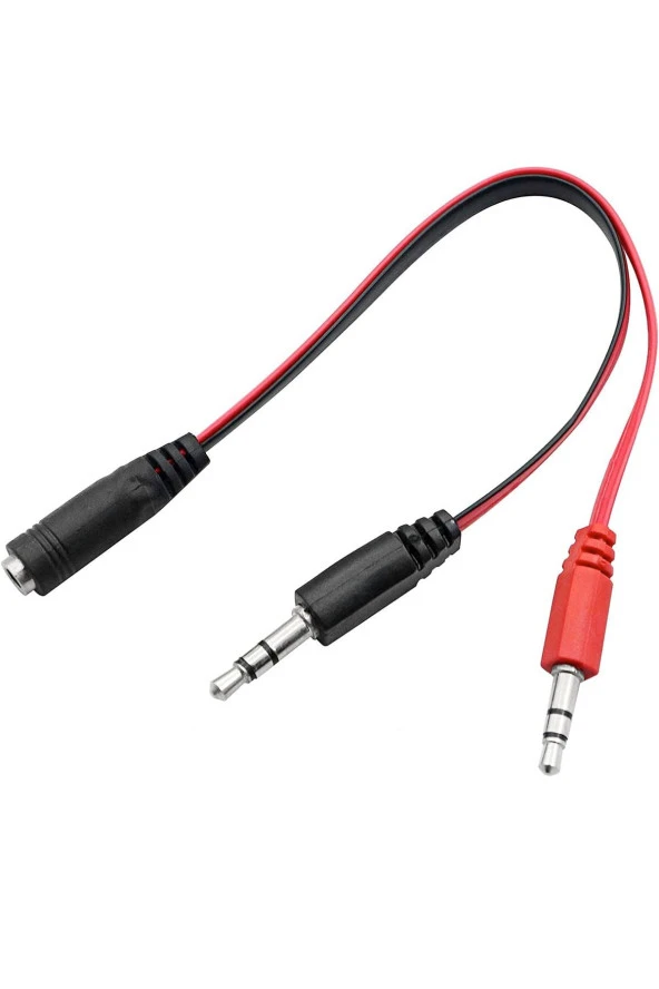 2 Erkek 1 Dişi 3.5mm Kulaklık Mikrofon Ayırıcı Pc Dizüstü Mic Audio Y Splitter Kablosu Headset - Resim 3