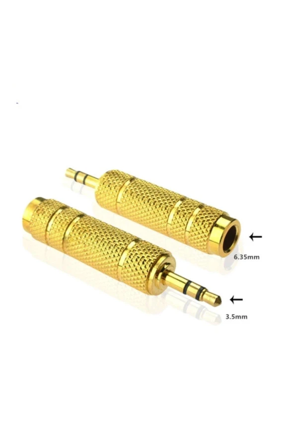 Gold 6.3mm 3.5mm Çevirici 6.3 Mm Dişi 3.5 Mm Erkek Adaptör Kulaklık Mikrofon Jakı - Resim 2