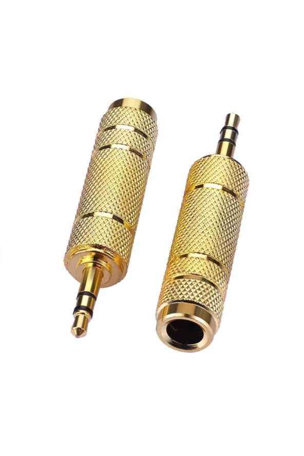 Gold 6.3mm 3.5mm Çevirici 6.3 Mm Dişi 3.5 Mm Erkek Adaptör Kulaklık Mikrofon Jakı - Resim 5