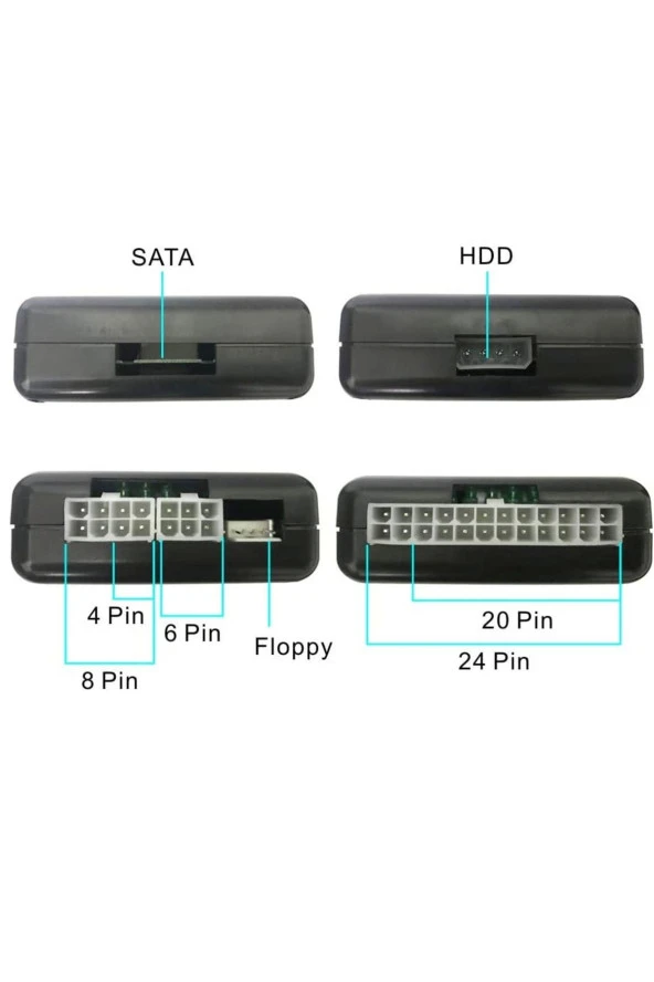 Power Suply Arıza Tespit Cihazı Power Test 20/24 Pin Için Psu Atx Sata Hdd Test Led 12v/5v/3.3v Pc - 4