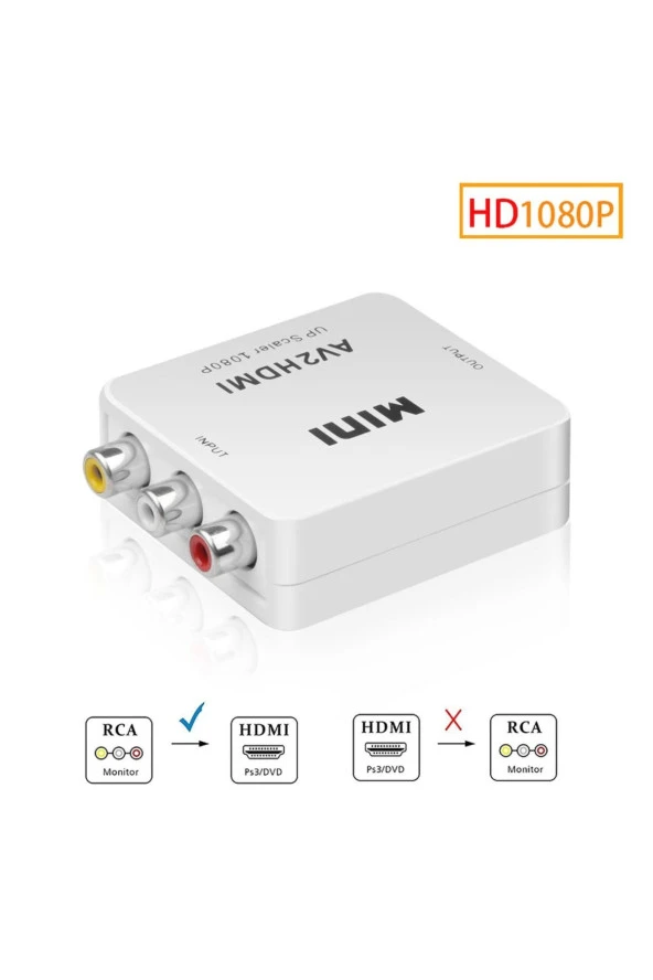 Rca To Hdmi Görüntü Ve Ses Dönüştürücü Çevirici Av In Hdmı Out Converter Adaptör Lale Cvsb - 2