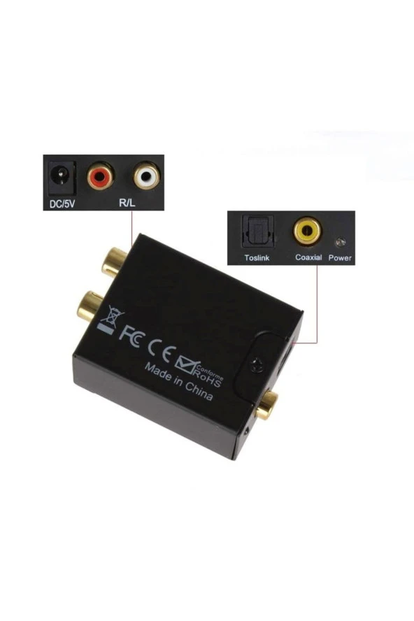 Dijital To Analog Ses Dönüştürücü Converter Optik To Analog Çevirici Spdıf Optik (ın) Rca (out) - 2