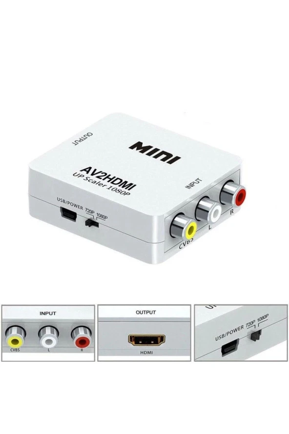 Rca To Hdmi Görüntü Ve Ses Dönüştürücü Çevirici Av In Hdmı Out Converter Adaptör Lale Cvsb - 3