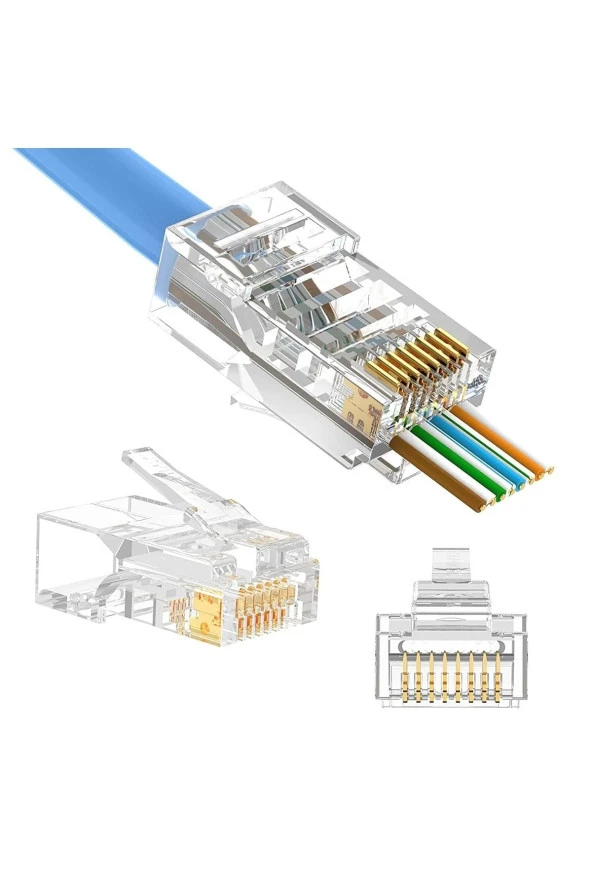100 Adet Yeni Nesil Jak Cat5/cat6 Rj45 Konnektör 100 Lü Paket Cat6 Ez Plug Ethernet Jak Network 8p8c - 4