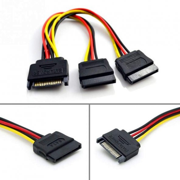 Sata Splitter Kablo 15 Pin Sata Güç Uzatma Kablosu Sata Power Çoklayıcı 15pin Erkek Çift 15 Pin Dişi - Resim 3