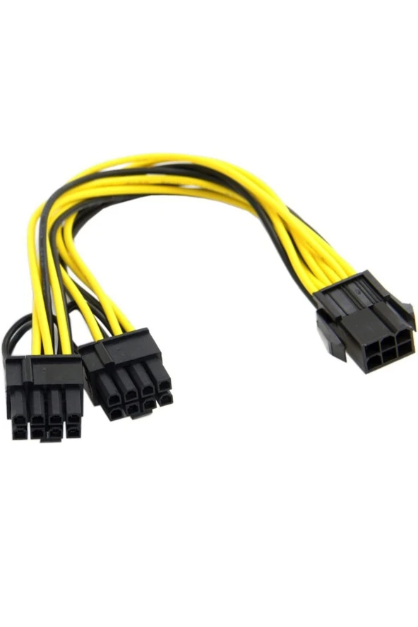 6 Pin 8 Pin Y Kablo 6 Pin Dişi - Çift 8 Pinli (6+2) Erkek Pcıe 6p - 2x 6+2p Ekran Kartı Psu Kablosu - Resim 2