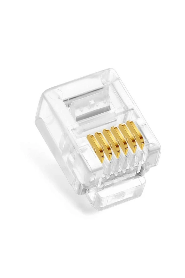 100 Adet 6 Pinli Rj11/rj12 Telefon Kablosu Için 6p6c Konnektör 6pin Jak Plug Rj12 - Resim 2