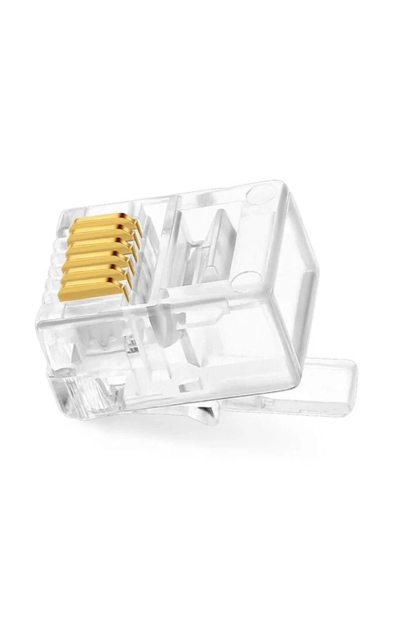 100 Adet 6 Pinli Rj11/rj12 Telefon Kablosu Için 6p6c Konnektör 6pin Jak Plug Rj12 - Resim 3