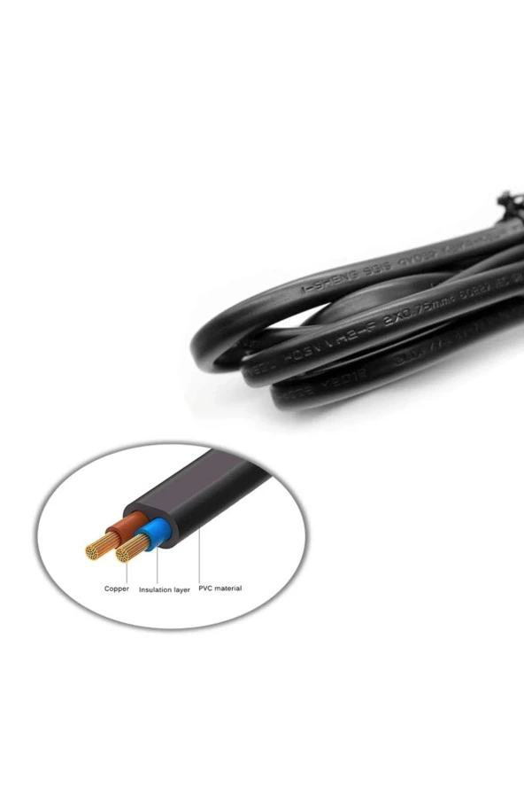 3 Metre Teyp Işıldak Fişi C7 Power Güç Kablosu 3m 2x0.75 Enerji Kablosu 2 Pinli Power Cord - 4