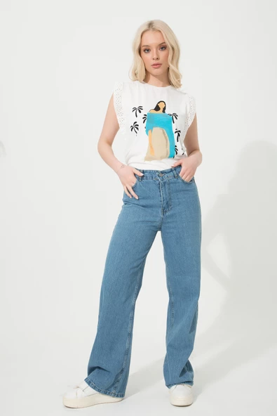 Baskılı Basic Bisiklet Yaka Örme T-Shirt - 2