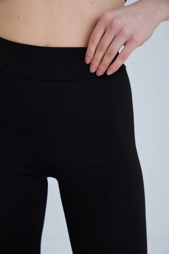 Siyah tayt, klasik toparlayıcı çelik örme kumaş - 6