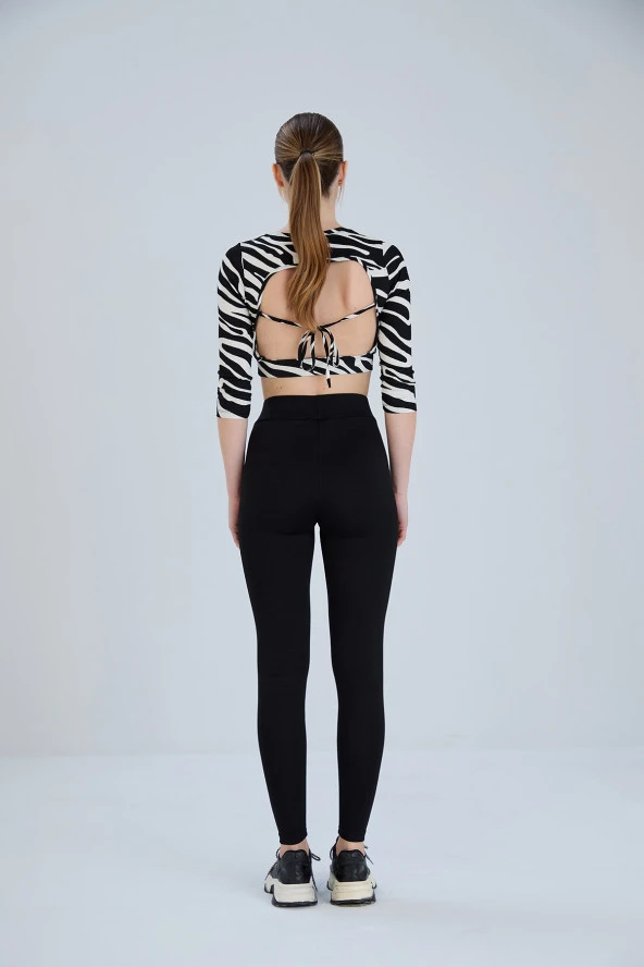 Siyah tayt, klasik toparlayıcı çelik örme kumaş - 8