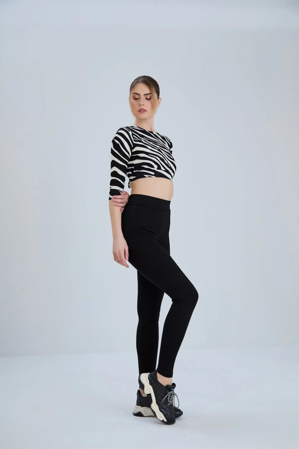 Siyah tayt, klasik toparlayıcı çelik örme kumaş - 2