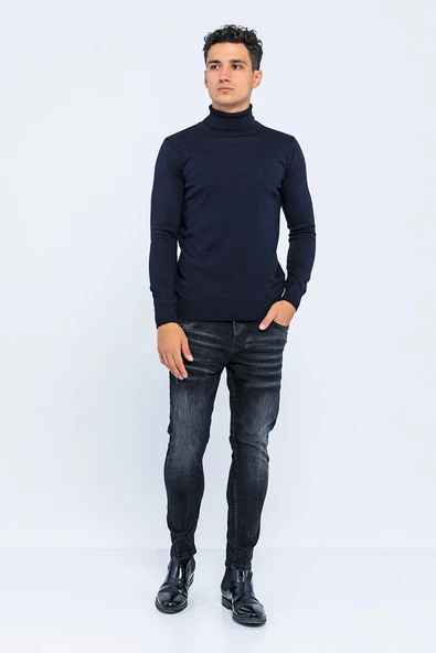 Erkek Regular Fit Uzun Kollu Boğazlı Kazak - 6