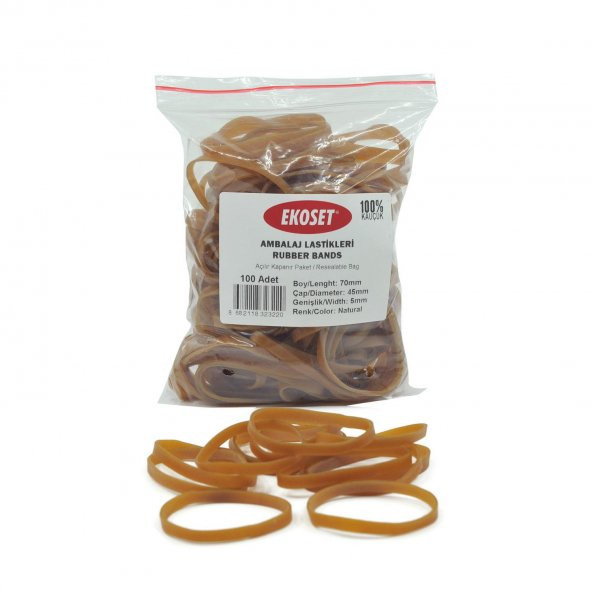 Ekoset 70x5mm Geniş Kauçuk Paket Ambalaj Kasa Lastiği 1.000 Adet - 4