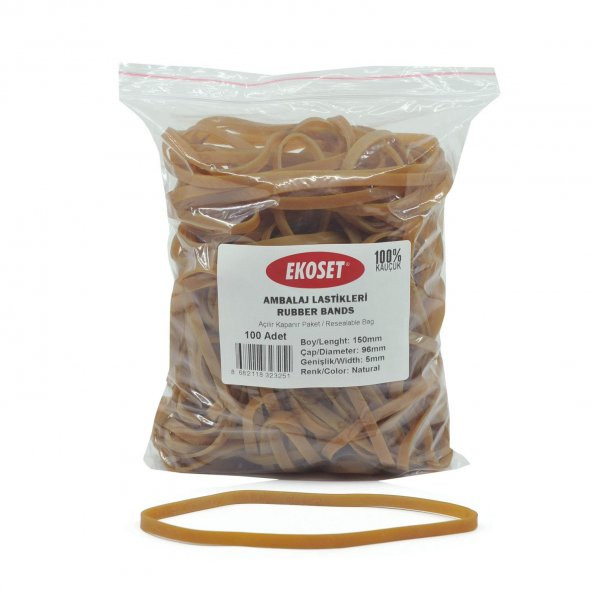 Ekoset 150x5mm Geniş Kauçuk Paket Ambalaj Kasa Lastiği 1.000 Adet - 2