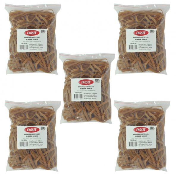 Ekoset 150x5mm Geniş Kauçuk Paket Ambalaj Kasa Lastiği 500 Adet