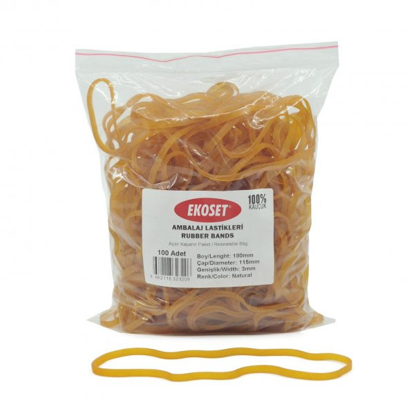Ekoset 180x3mm Geniş Kauçuk Paket Ambalaj Kasa Lastiği 1.000 Adet - 5