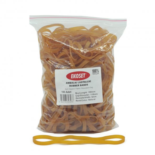 Ekoset 180x5mm Geniş Kauçuk Paket Ambalaj Kasa Lastiği 500 Adet - Resim 5