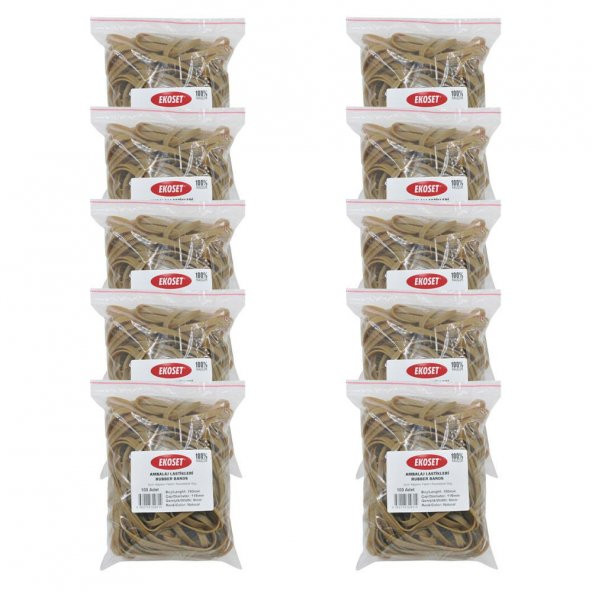 Ekoset 180x6mm Geniş Kauçuk Paket Ambalaj Kasa Lastiği 1.000 Adet