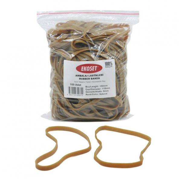 Ekoset 180x6mm Geniş Kauçuk Paket Ambalaj Kasa Lastiği 500 Adet - 6