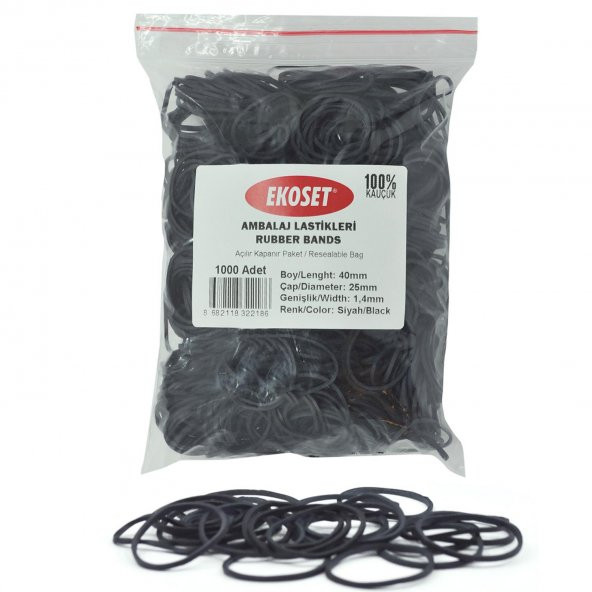 Ekoset Siyah Paket Ambalaj Para Lastiği 40mm 5.000 Adet - 9