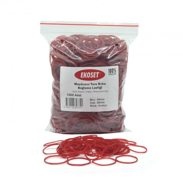 Ekoset Maydonoz Tere Roka Bağlama Lastiği Kırmızı 10.000 Adet - Resim 2