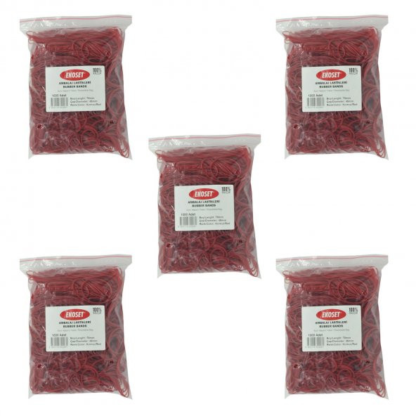 Ekoset Kırmızı Paket Ambalaj Para Lastiği 70mm 5.000 Adet ürün görseli