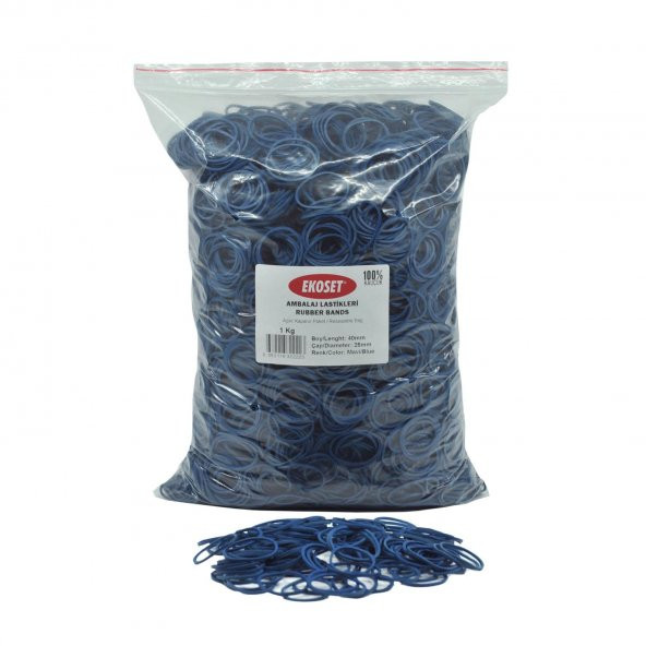 Ekoset 40mm Mavi Renkli Kauçuk Paket Ambalaj Lastiği 12Kg Koli - Resim 2