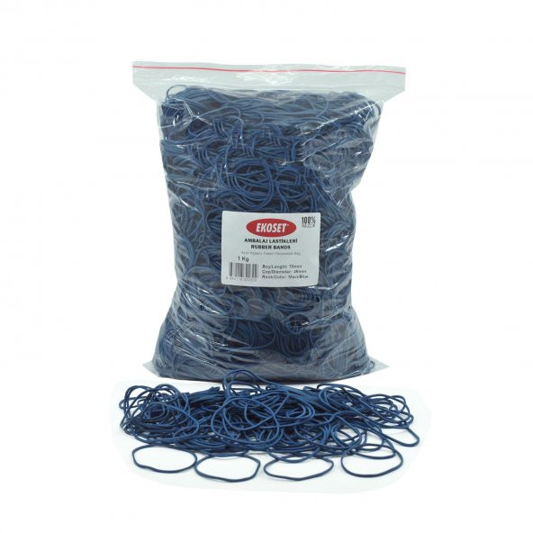 Ekoset 70mm Mavi Renkli Kauçuk Paket Ambalaj Lastiği 12Kg Koli - Resim 2