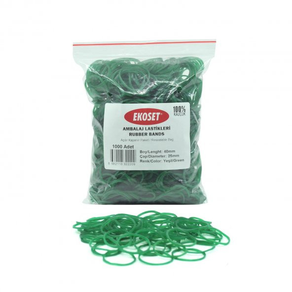 Ekoset Yeşil Paket Ambalaj Para Lastiği 40mm 5.000 Adet - 7