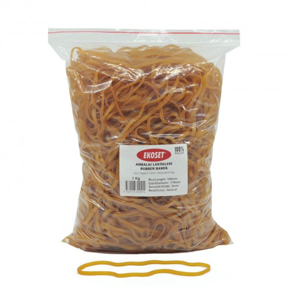 Ekoset 180x3mm Geniş Kauçuk Paket Ambalaj Kasa Lastiği 1Kg