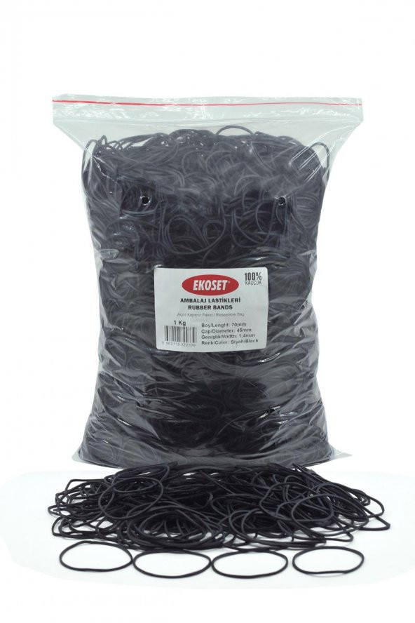 Ekoset Kauçuk Paket Ambalaj Para Lastiği 70mm Siyah 1Kg - 3