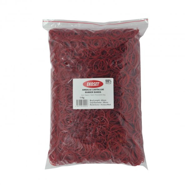 Ekoset Kauçuk Paket Ambalaj Toka Para Lastiği 40mm Kırmızı 1Kg - 8