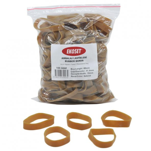 Ekoset 65x10mm Geniş Kauçuk Paket Ambalaj Lastiği 100 Adet