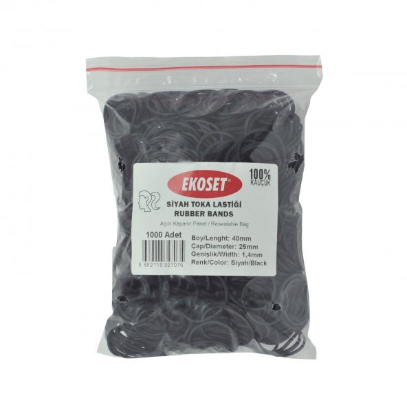 Ekoset Siyah Paket Ambalaj Toka Para Lastiği 1000 Adet 40mm - 12