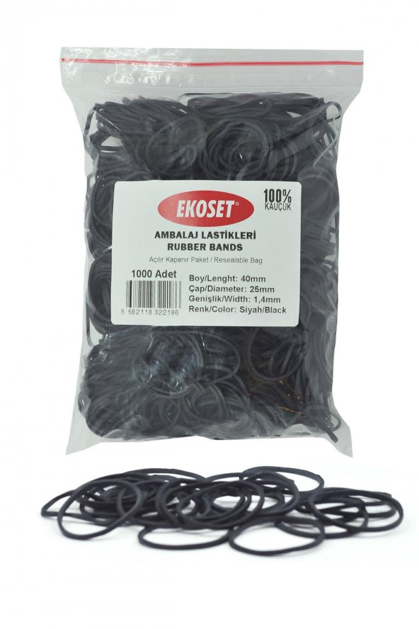 Ekoset Kauçuk Paket Ambalaj Toka Para Lastiği 40mm Siyah 1Kg - 3