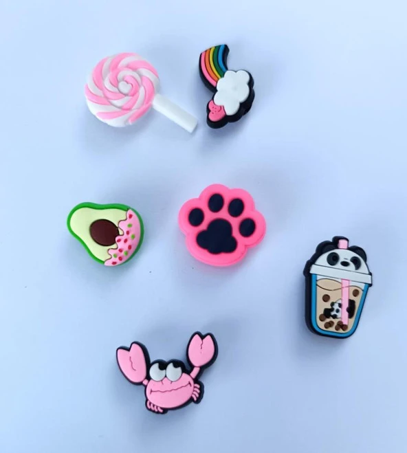 Terlik Süsü Ayakkabı Sandalet 6 Adet Karışık İthal Silikon Aksesuar